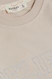 BREEZE Kız Çocuk Sweatshirt Kolları Tüllü Simli Yazı Baskılı Puanlı 6-12 Yaş, Bej