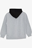 Breeze Girls & Boys Erkek Çocuk Sweatshirt Kapüşonlu Yazı Baskılı 8-14 Yaş, Gri Melanj