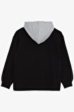 BREEZE GİRLS & BOYS Erkek Çocuk Sweatshirt Kapüşonlu Yazı Baskılı 8-14 Yaş, Siyah