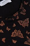 BREEZE Kız Çocuk Pijama Takımı Simli Kelebek Desenli 3-7 Yaş, Siyah