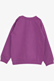 Breeze Kız Çocuk Sweatshirt Cepli Çiçek Baskılı 1-4 Yaş, Eflatun