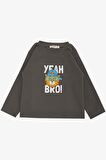 BREEZE GİRLS & BOYS Erkek Çocuk Uzun Kollu Tişört Şapkalı Havalı Aslancık Baskılı 1-4 Yaş, Füme