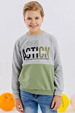 Breeze Girls & Boys Erkek Çocuk Sweatshirt Yazı Baskılı 8-12 Yaş, Açık Gri Melanj