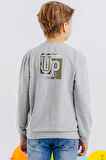 Breeze Girls & Boys Erkek Çocuk Sweatshirt Yazı Baskılı 8-12 Yaş, Açık Gri Melanj