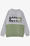 Breeze Girls & Boys Erkek Çocuk Sweatshirt Yazı Baskılı 8-12 Yaş, Açık Gri Melanj