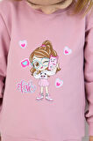 Breeze Kız Çocuk Sweatshirt Havalı Kız Baskılı 1.5-5 Yaş, Gülkurusu