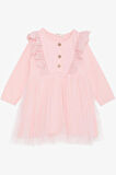 Breeze Kız Çocuk Uzun Kollu Elbise Tüllü Güpürlü 1.5-5 Yaş, Pembe