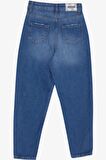 Breeze Kız Çocuk Jean Pantolon Cepli Düğmeli 9-14 Yaş, Mavi