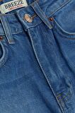 Breeze Kız Çocuk Jean Pantolon Cepli Düğmeli 9-14 Yaş, Mavi