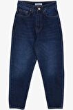 Breeze Kız Çocuk Jean Pantolon Cepli Düğmeli 9-14 Yaş, Koyu Mavi