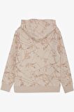 BREEZE GİRLS & BOYS Erkek Çocuk Sweatshirt Kanguru Cepli Kapüşonlu Yazı Nakışlı 8-12 Yaş, Bej