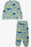 Breeze Girls & Boys Erkek Çocuk Eşofman Takım Dinozor Desenli Bağcık Aksesuarlı 2-6 Yaş, Mint Yeşili