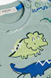 Breeze Girls & Boys Erkek Çocuk Eşofman Takım Dinozor Desenli Bağcık Aksesuarlı 2-6 Yaş, Mint Yeşili