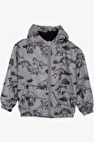 Breeze Erkek Çocuk Yağmurluk Güçlü Dinozorlar Desenli 1-6 Yaş, Füme Melanj