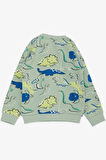 Breeze Girls & Boys Erkek Çocuk Sweatshirt Eğlenceli Dinozorlar Desenli 1.5-5 Yaş, Mint Yeşili