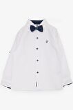 BREEZE GİRLS & BOYS Erkek Bebek Gömlek Düğmeli Papyonlu 9 Ay-3 Yaş, Beyaz