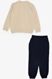 BREEZE GİRLS & BOYS Erkek Çocuk Eşofman Takım Eğlence Temalı Yazı Baskılı 2-6 Yaş, Krem