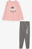 Breeze Kız Çocuk Taytlı Takım Havalı Kız Yazı Baskılı 4-8 Yaş, Pembe