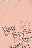 BREEZE Kız Çocuk Uzun Kollu Tişört Moda Temalı Yazı Baskılı 6-12 Yaş, Somon