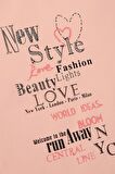 BREEZE Kız Çocuk Uzun Kollu Tişört Moda Temalı Yazı Baskılı 6-12 Yaş, Somon
