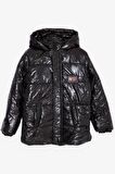 Breeze GİRLS & BOYS Erkek Çocuk Mont Armalı Kapüşonlu Fermuarlı 6-10 Yaş, Siyah