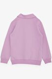 BREEZE Kız Çocuk Sweatshirt Magıc Yazı Baskılı Yarım Fermuarlı Polo Yaka 8-14 Yaş, Lila