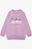Breeze Kız Çocuk Sweatshirt Yaldızlı Yazı Baskılı 6-12 Yaş, Lila