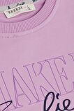 Breeze Kız Çocuk Sweatshirt Yaldızlı Yazı Baskılı 6-12 Yaş, Lila