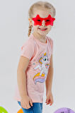 Breeze Kız Çocuk Tişört Sihirli Unicorn Baskılı 1.5-5 Yaş, Somon