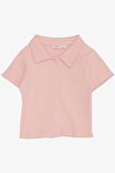 BREEZE Kız Çocuk Tişört Crop Çıtçıtlı Fitilli 9-14 Yaş, Somon