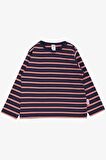 Breeze Kız Bebek Uzun Kollu Tişört Çizgili Patlı 9 Ay-3 Yaş, Lacivert