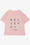 Breeze Kız Çocuk Tişört Crop Slogan Temalı Çiçek Baskılı 9-14 Yaş, Pembe