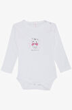 Breeze Kız Bebek Çıtçıtlı Zıbın Body Sevgi Temalı Kedicik Baskılı 9 Ay-3 Yaş, Beyaz