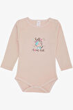 Breeze Kız Bebek Çıtçıtlı Zıbın Body Korsan Kedicik Baskılı 9 Ay-3 Yaş, Pudra