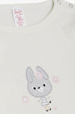 Breeze Kız Bebek Çıtçıtlı Zıbın Body Havalı Tavşancık Baskılı 9 Ay-3 Yaş, Ekru