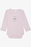 Breeze Kız Bebek Çıtçıtlı Zıbın Body Sevgi Temalı Kedicik Baskılı 9 Ay-3 Yaş, Pembe
