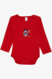Breeze Kız Bebek Çıtçıtlı Zıbın Body Gözlüklü Kedicik Baskılı 9 Ay-3 Yaş, Kırmızı