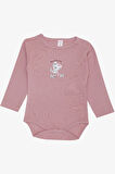 Breeze Kız Bebek Çıtçıtlı Zıbın Body Sevimli Bebek Kedicik Baskılı 9 Ay-3 Yaş, Gülkurusu