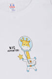 Breeze Erkek Bebek Çıtçıtlı Zıbın Body Astronot Zürafa Baskılı 9 Ay-3 Yaş, Beyaz