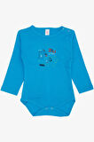 Breeze Erkek Bebek Çıtçıtlı Zıbın Body Hayvanat Bahçesi Dost Hayvanlar Baskılı 9 Ay-3 Yaş, Mavi