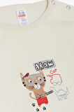 Breeze Erkek Bebek Çıtçıtlı Zıbın Body Ressam Kedicik Baskılı 9 Ay-3 Yaş, Krem