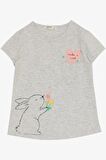 BREEZE Kız Çocuk Kapri Taytlı Takım Sevgi Temalı Tavşancık Baskılı 1.5-5 Yaş, Açık Gri Melanj