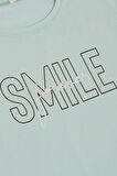BREEZE Kız Çocuk Tişört Smile Yazı Baskılı Taşlı 9-16 Yaş, Su Yeşili