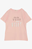 Breeze Kız Çocuk Tişört Taşlı Yazı & Kalp Baskılı 8-14 Yaş, Pembe