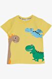Breeze Erkek Çocuk Şortlu Takım Sevimli Dinozor Arkadaşlar Baskılı 1.5-5 Yaş, Sarı