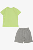 Breeze Erkek Çocuk Şortlu Takım Şapkalı Ayıcık Baskılı 2-6 Yaş, Fıstık Yeşili