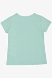 Breeze Kız Çocuk Tişört Yazı Baskılı Taşlı 8-14 Yaş, Su Yeşili
