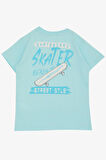Breeze Erkek Çocuk Tişört Skateboard Baskılı 8-12 Yaş, Açık Mavi