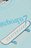Breeze Erkek Çocuk Tişört Skateboard Baskılı 8-12 Yaş, Açık Mavi