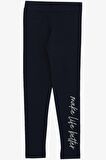 Breeze Kız Çocuk Taytlı Takım Çiçek & Yazı Baskılı Fiyonklu 5-10 Yaş, Açık Gri Melanj